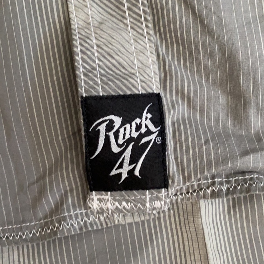 Rock 47 x Wrangler | Cotton Poplin Stripe Long Sleeve Western Pearl Snap Shirt S - Picture 7 of 16
